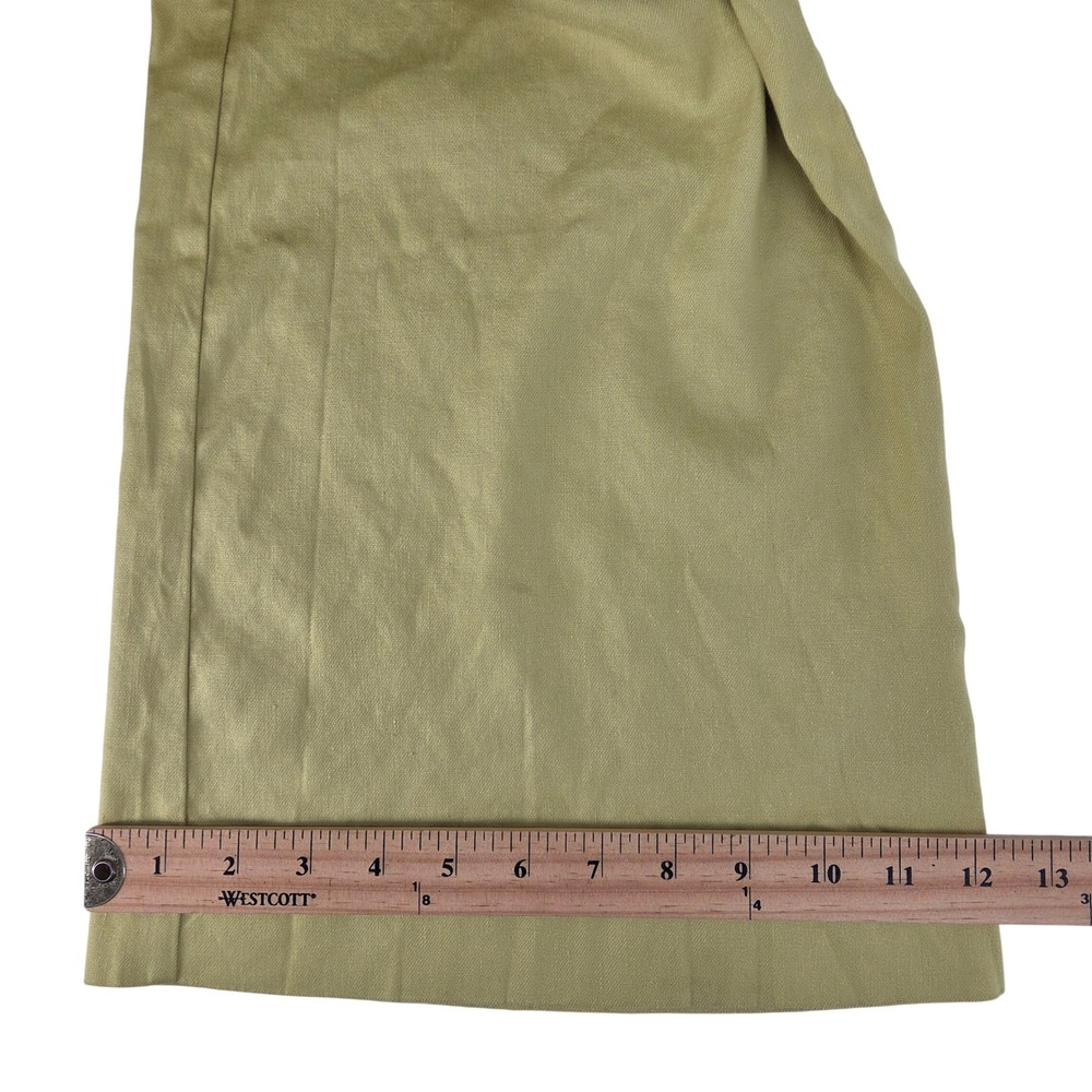 Maeve Anthropologie Wide Leg Pants 14 Chartreuse Linen Blend‎ High Rise Boho - Picture 9 of 11
